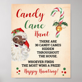 Santa Candy Cane Hunt Weihnachtsspielzeichen Poster