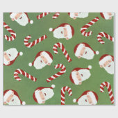 Santa & Candy Cane Muster Weihnachtsfest Geschenkpapier (Flach)