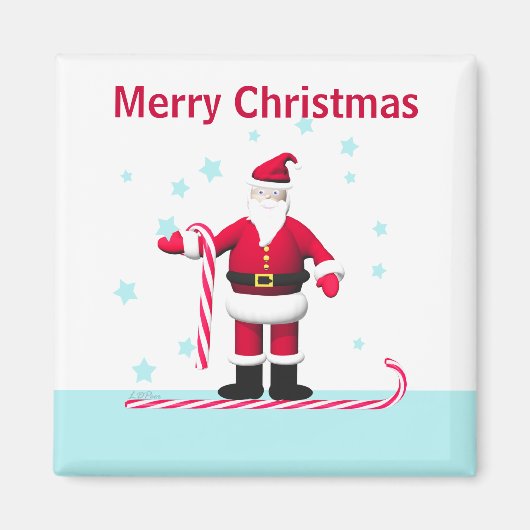 Santa Candy Cane und Sterne Weihnachten Magnet (Vorne)
