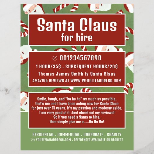 Santa Candy, Santa Claus Entertainer Werbung Flyer (Vorne)