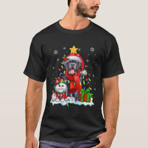 Santa Cane Corso mit Elf Katze Weihnachtsleuchten  T-Shirt