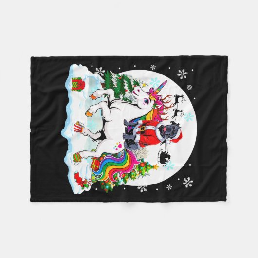Santa Cane Corso Riding Unicorn Reindeer Christmas Fleecedecke (Vorderseite (Horizontal))