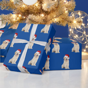 Santa Cap auf dem goldenen Retriever Puppy Wrappin Geschenkpapier