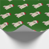 Santa Cap auf dem goldenen Retriever Puppy Wrappin Geschenkpapier (Ecke)