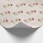 Santa Cap auf Golden Retriever Puppy Geschenkpapier (Ecke)