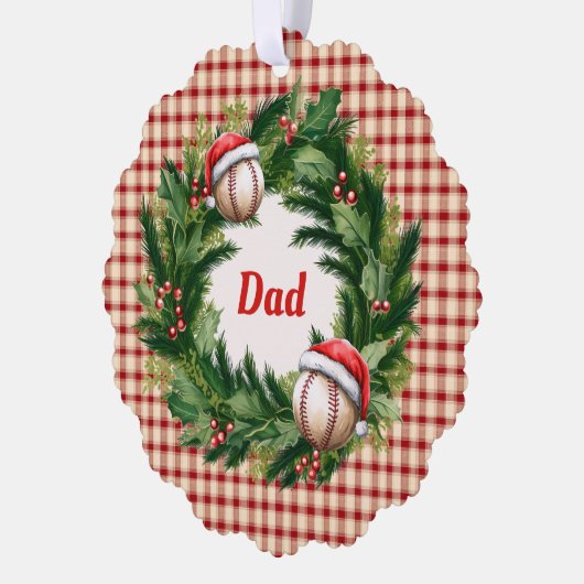 Santa Cap Baseball Dad Personalized Ornament Karte (Links)