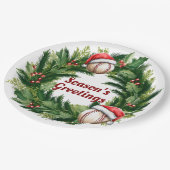 Santa Cap Baseball individuell anpassbar Pappteller (Schrägansicht)