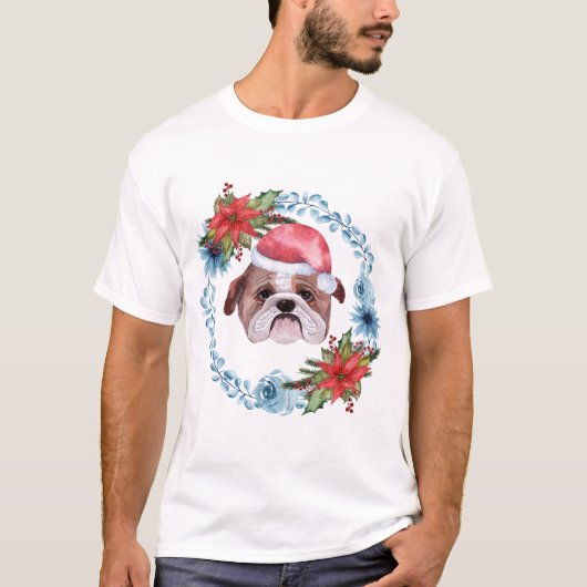 Santa Cap Bulldog Holiday T-Shirt (Vorderseite)