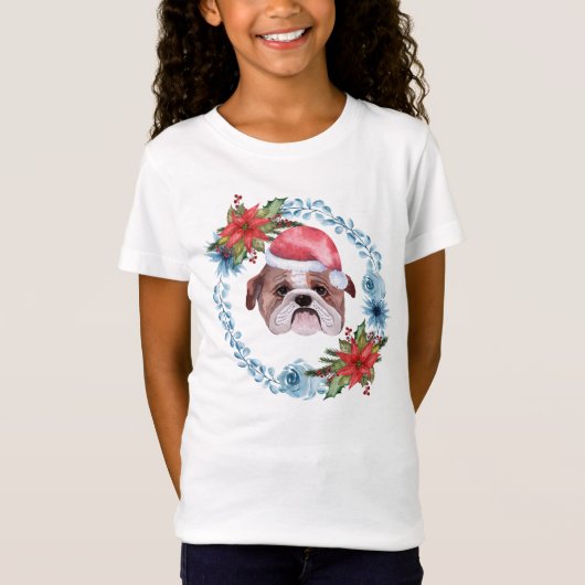Santa Cap Bulldog Holiday T-Shirt (Vorderseite)