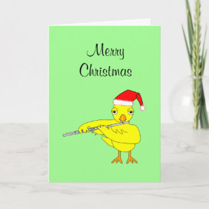 Santa Cap Flute Chick Weihnachtskarte Karte