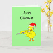 Santa Cap Flute Chick Weihnachtskarte Karte (Gelbe Blume)