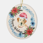 Santa Cap Gelbe Labrador Individuell gestalteter U Keramik Ornament (Links)