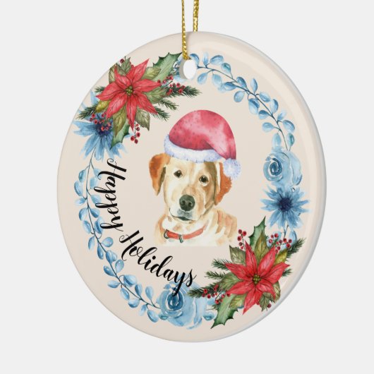 Santa Cap Gelbe Labrador Individuell gestalteter U Keramik Ornament (Links)