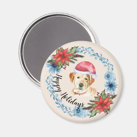 Santa Cap Gelbe Labrador Individuell gestalteter U Magnet (Vorderseite/Rückseite)