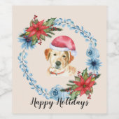 Santa Cap Gelbe Labrador Individuell gestalteter U Weinetikett (Einzelnes Label)