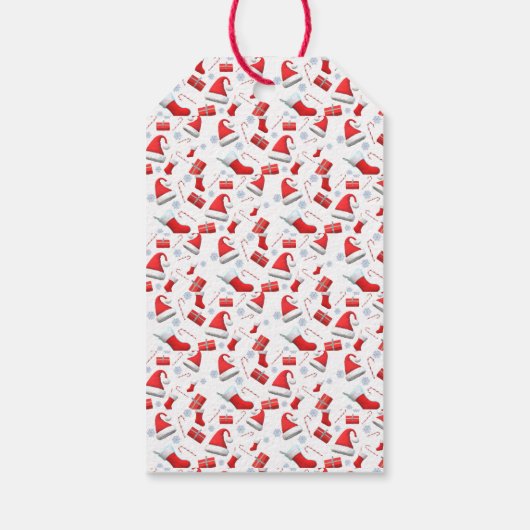 Santa Cap Gemustert Weihnachten Geschenkanhänger (Rückseite)