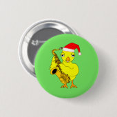Santa Cap Saxophone Chick Button (Vorne & Hinten)