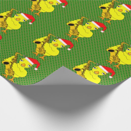 Santa Cap Saxophone Chick Geschenkpapier (Ecke)