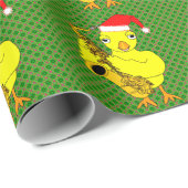 Santa Cap Saxophone Chick Geschenkpapier (Rolleneckpunkt)