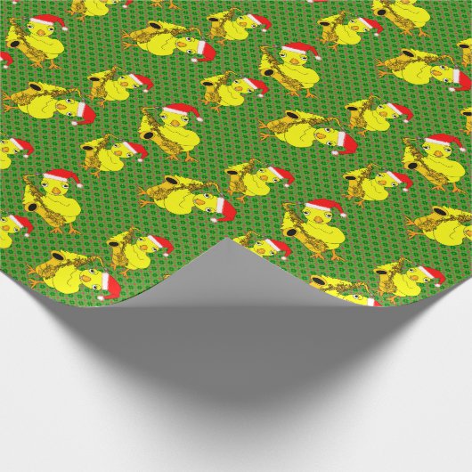 Santa Cap Saxophone Chick Geschenkpapier (Ecke)