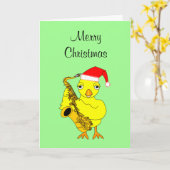 Santa Cap Saxophone Weihnachtskarte Karte (Gelbe Blume)