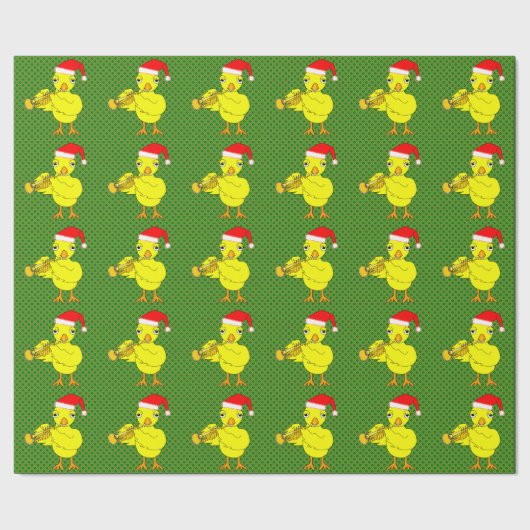 Santa Cap Trumpet Chick Geschenkpapier (Saum)