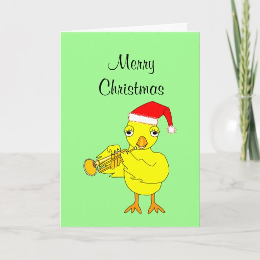 Santa Cap Trumpet Weihnachtskarte Karte (Vorderseite)