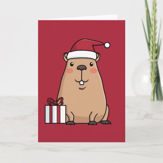 Santa Capybara Feiertagskarte (Vorderseite)