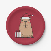 Santa Capybara Pappteller (Vorderseite)