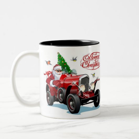 Santa car Mug Zweifarbige Tasse (Links)