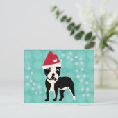 Santa Cartoon Boston Terrier Postkarte (Stehend Vorderseite)