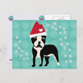 Santa Cartoon Boston Terrier Postkarte (Vorne/Hinten)