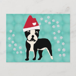 Santa Cartoon Boston Terrier Postkarte