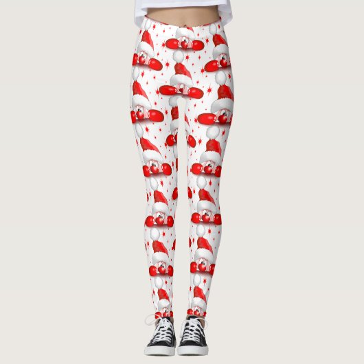 Santa Cartoon Niedlich Peeking Character © Bluedar Leggings (Vorderseite)