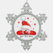 Santa Cartoon Niedlich Peeking Character © Bluedar Schneeflocken Zinn-Ornament (Vorderseite)
