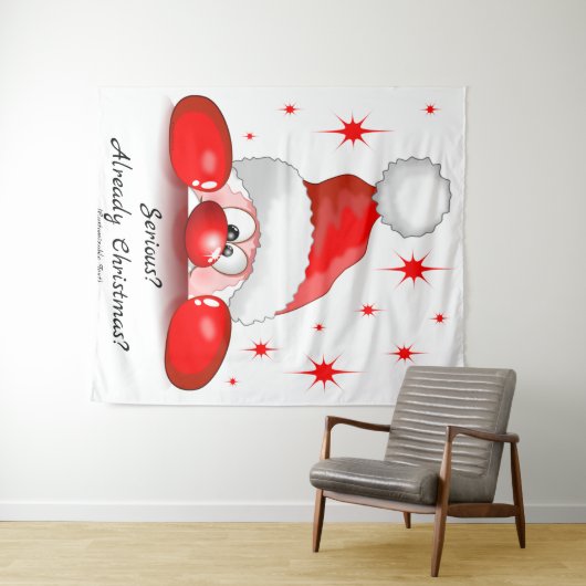 Santa Cartoon Niedlich Peeking Character © Bluedar Wandteppich (Beispiel (Horizontal))
