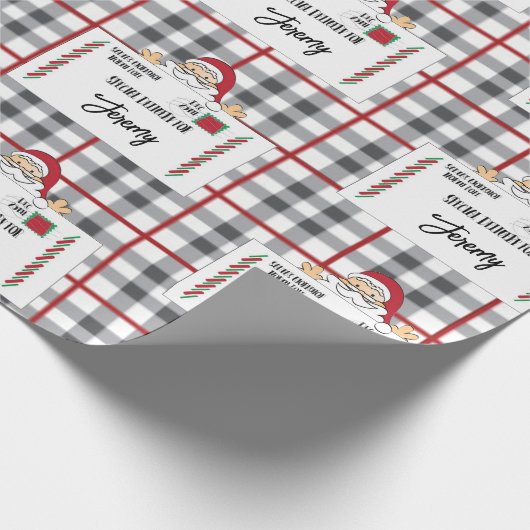 Santa Cartoon Special Lieferung Rot Schwarz Geschenkpapier (Ecke)