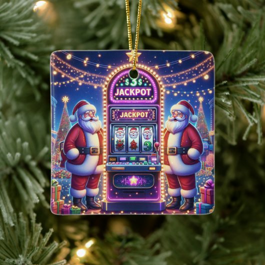Santa Casino Spielautomat Weihnachten Keramikornament (Baum)