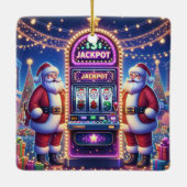 Santa Casino Spielautomat Weihnachten Keramikornament (Rückseite)