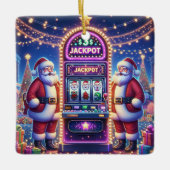Santa Casino Spielautomat Weihnachten Keramikornament (Vorderseite)