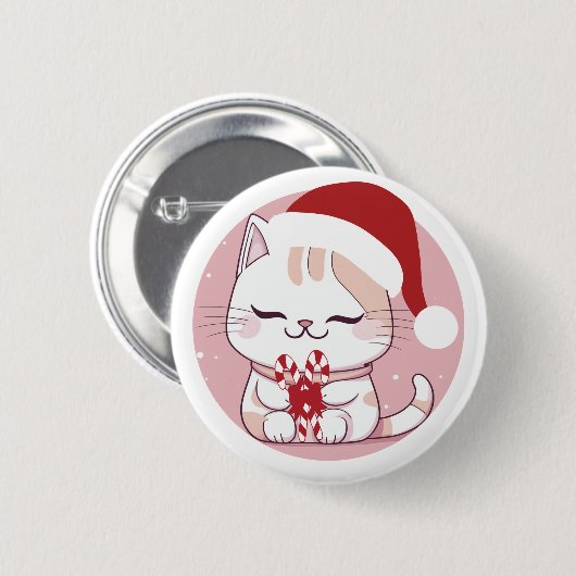 Santa Cat #2 Button (Vorne & Hinten)