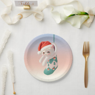 Santa Cat: Bao Bao in Christmas Stocking Art Pappteller