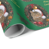 Santa Cat (benutzerdefinierbar) Geschenkpapier (Rolleneckpunkt)