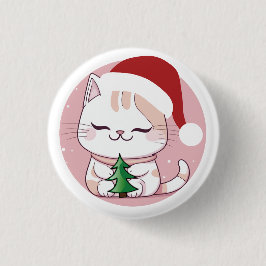 Santa Cat Button