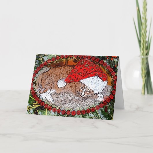 Santa Cat Card Feiertagskarte (Vorderseite)