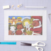 SANTA CAT CHRISTMAS TISSUPAPIER SEIDENPAPIER (Handwerk)