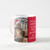 Santa Cat erhält Milch und Cookies Weihnachtsfeier Kaffeetasse (Vorderseite Links)