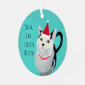 Santa Cat Funny Personalisiert Ornament Aus Metall (Vorderseite links)
