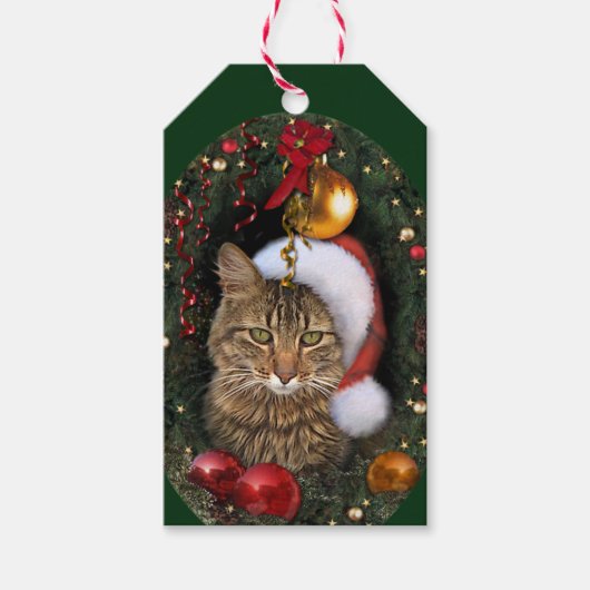 Santa Cat Geschenkanhänger (Vorderseite)