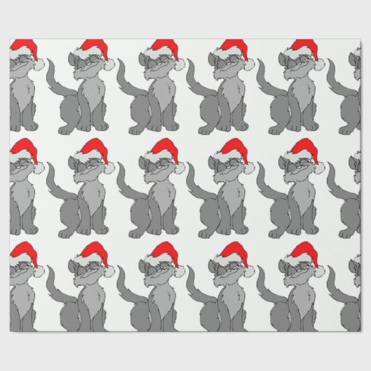 SANTA CAT GESCHENKPAPIER (Saum)